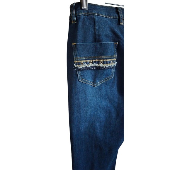 Luxe Moda Fringe Flare Jeans Women's 6 Boho Retro Hippie Festival - Picture 5 of 7